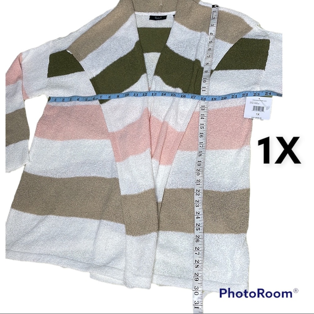 NWT 2X Ella Rafaella open Front Cardigan Sweater 3/4 Sleeve Multicolored - Picture 14 of 15